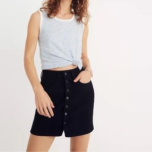 Madewell Stretch Denim Straight Mini Skirt in Black Frost: Button-Front Edition